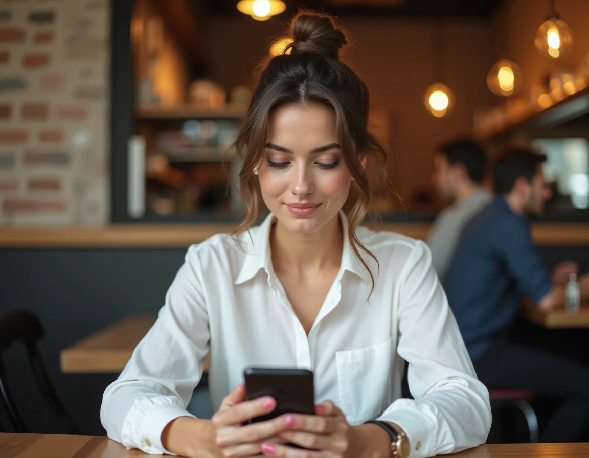 Femme consultant son smartphone pour retrouver un nouveau lien d'accès à un site web