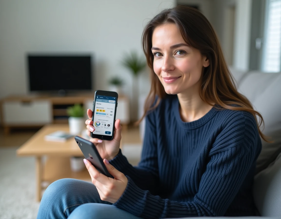 Parent consultant une application de contrôle parental pour surveiller le temps de jeu Roblox de son enfant